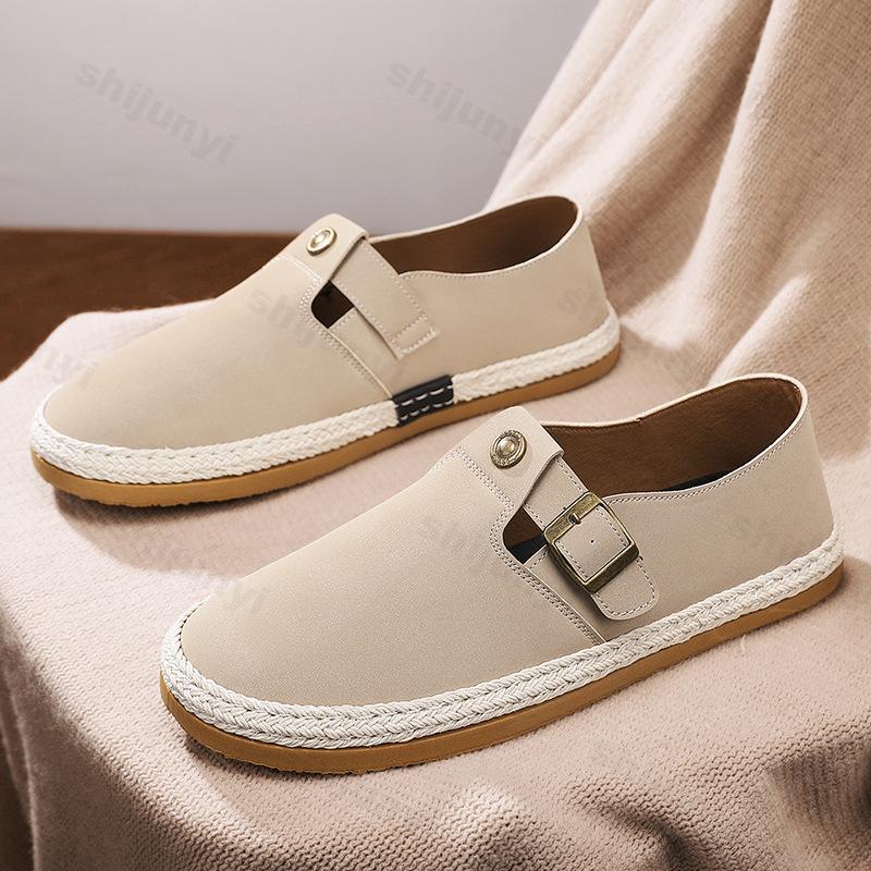 Fashion 2025 Men's Canvas Shoes Summer Leisure Linen Slip On Casual Fishing Shoes Fashion Trend Comfortable Lightweight Barefoot Shoes