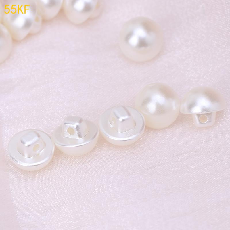 55KF 50Pcs Faux Pearl Buttons Fit Sewing Scrapbook Backhole Sewing Crafts 10/11.5mm