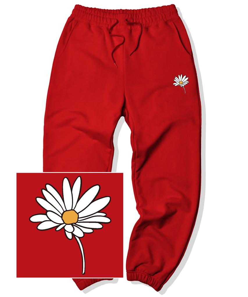 TRIPSHION Peaceful Daisy Logo Jogger Sweatpants - Red