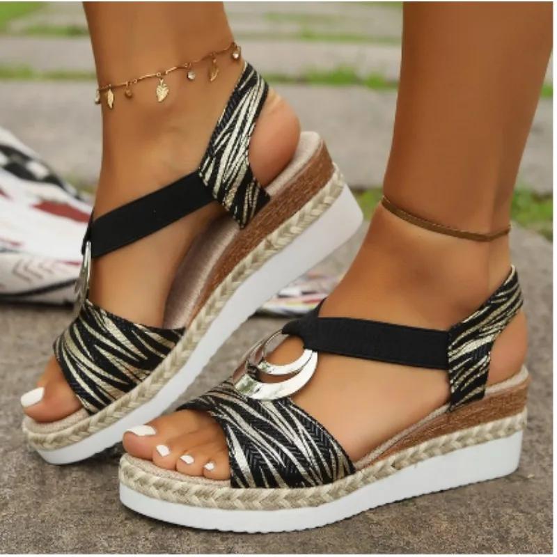 Outdoors 2024 Sandal for Women Wear Resistant Open Toe Suit Non-slip Wedge Female Shoes Zapatos Para Mujeres Large Size