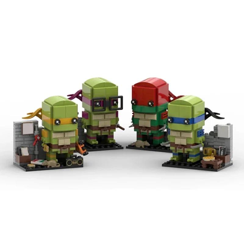 MOC Animated Movie Figures Turtle Mecha Model 1987 Violent Tortoise Warrior Mini Doll Building Block Kid Toy Adult Birthday Gift