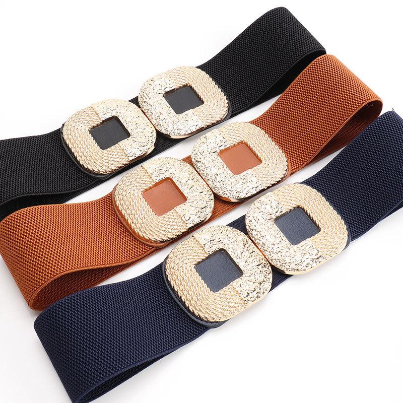 European and American elastic belt women's buckle elastic wide women's waist seal versatile dress coat sweater belt