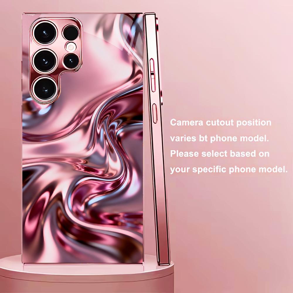 Metallisch pinke Textur Madam pink Glas Handyhülle für Samsung Galaxy S26 S25 S24 S23 S22 S21 FE Ultra Plus Stoßfest Weiblich