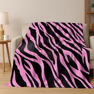 3D Zebra Stripes Leopard Tiger Animal Flannel Blanket Soft Warm Blanket for Home Bedroom Office Travel Camping Picnic Gift