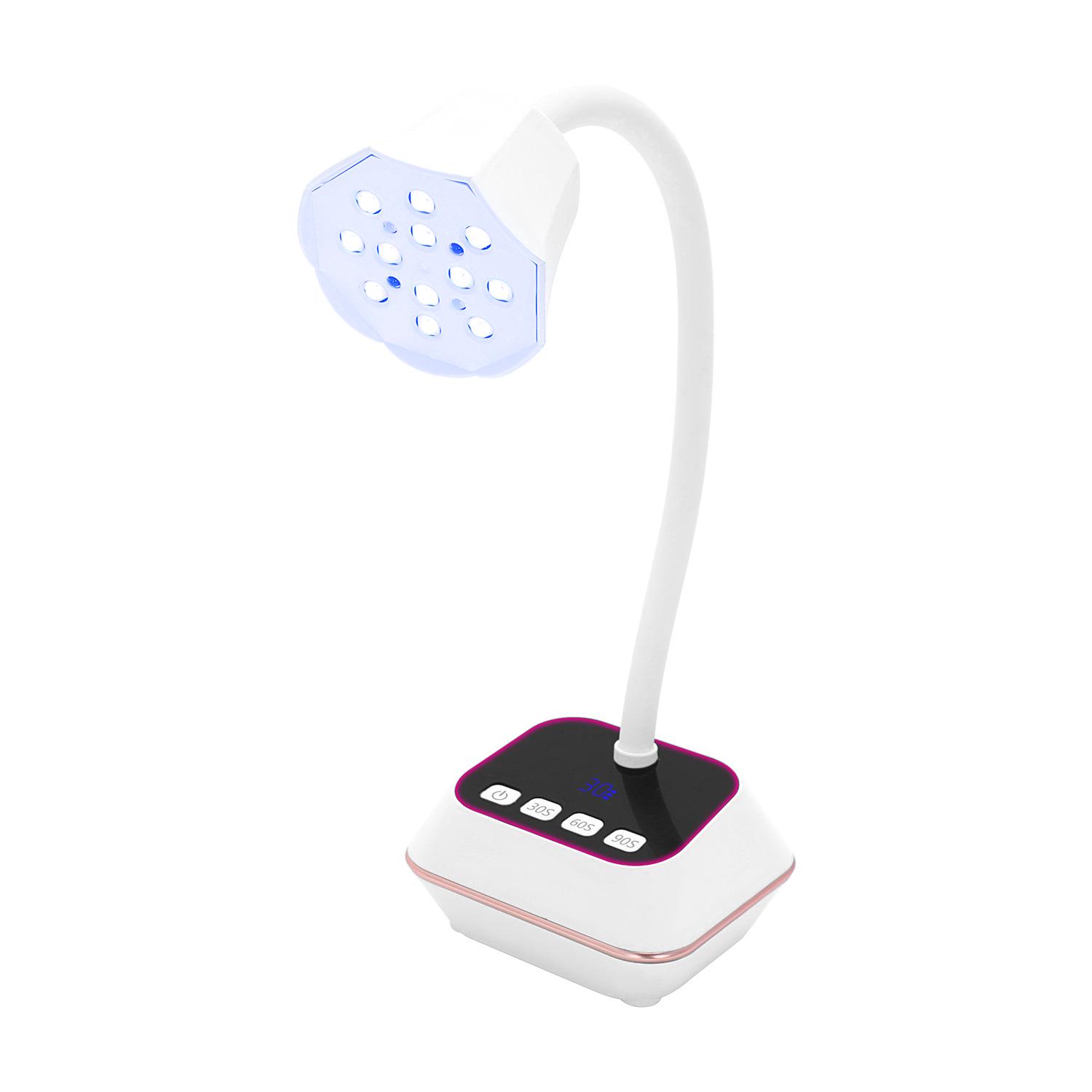 

Smart Touchscreen Nail Art Lamp - Fast Dry, No Blackening, Desktop Rechargeable Phototherapy Gooseneck for Nail Tips. белый