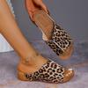 Trend Open Toe Damen Keil Sommermode Leopardenmuster Atmungsaktive Bequeme Sandalen Frau Schnalle Weibliche Schuhe