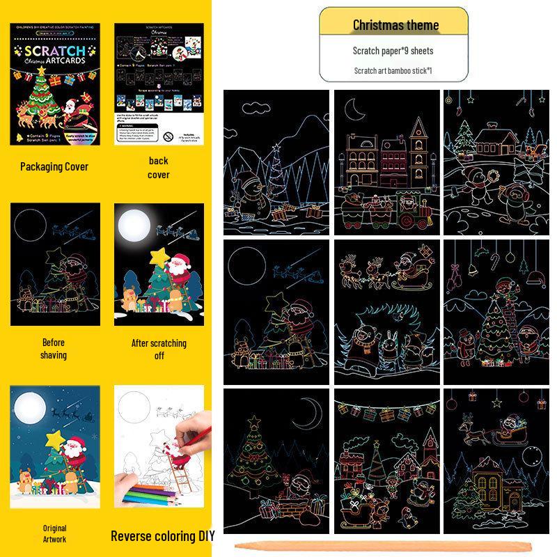 Kids' Scratch Art DIY Doodle Book Set: Creative Cartoon Festival Birthday Gift