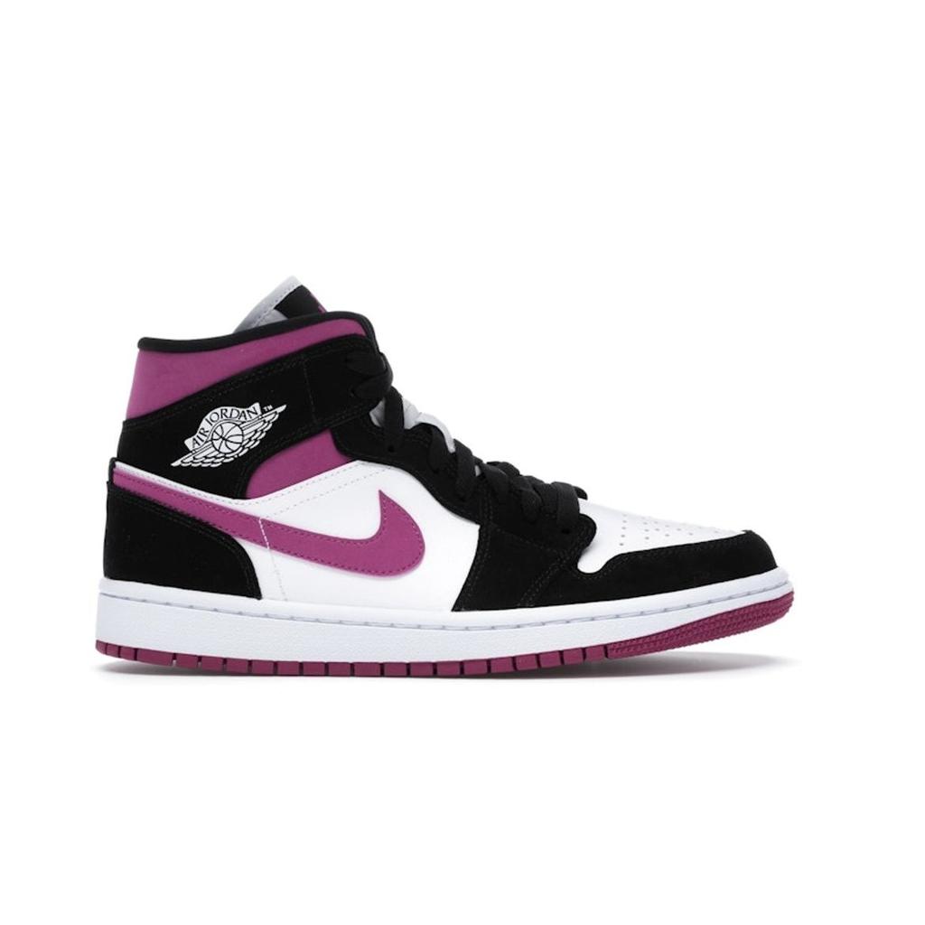 Air Jordan 1 Mid Cactus Flower Women Sneakers Black White BQ6472-005