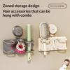 Wall-Mounted Comb Storage Rack Suction Cup Bathroom Hair Tie Holder No-Drilling Needed Hairband Holder Plastic Organizer