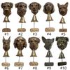 Vintage Bronze Dog Head Shape Resins Welcome Doorbell Outdoor Wall Hanging Decoration For Dog Lover Home Entrance Decors
