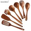 7PCS Thailand Teak Cooking Spoon Natural Wooden Kitchen Tableware Tool Ladle Turner Rice Colander Soup Skimmer Scoop Utensils