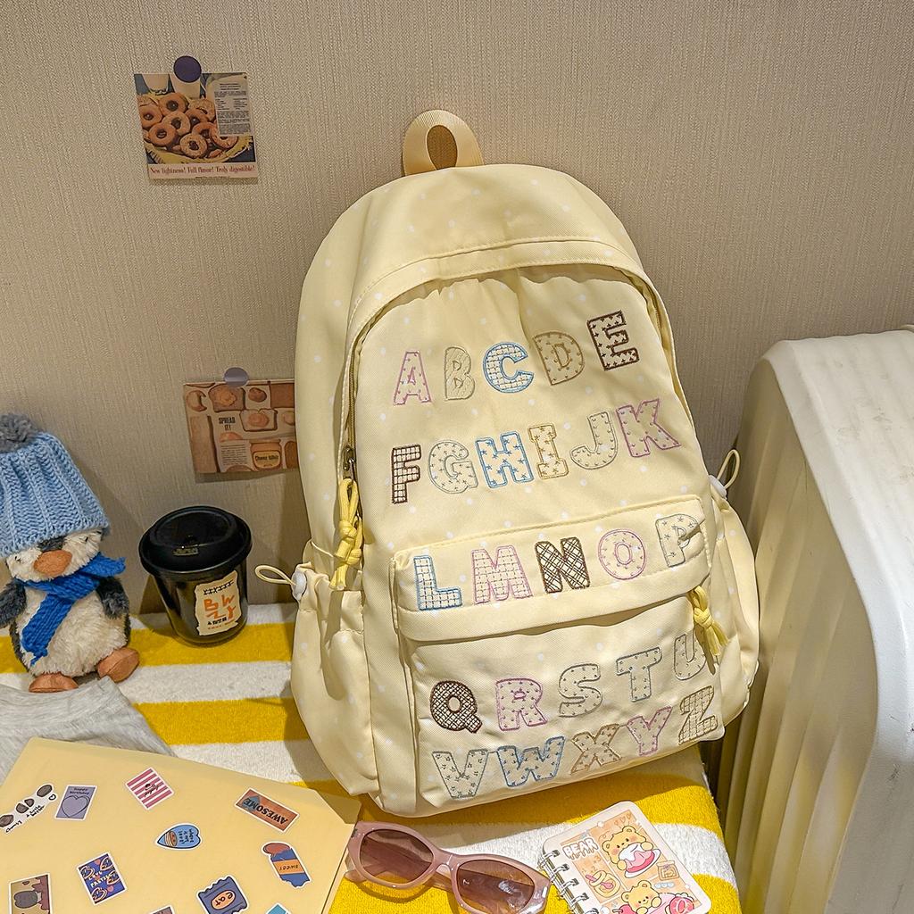 Schoolbag1011 summer new schoolbag female junior high school students large capacity niche ins backpack Korean version alphabet computer bag