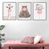 Cartoon Animal Pink Balloon Giraffe Elephant Decorative Painting Simple Home Porch Living Room Painting Canvas Painting Oil