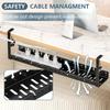 Under Desk Cable Management Cable Tray Telescopic Under Table Storage Rack Metal Cable Tray Basket Heavy Duty for Cords