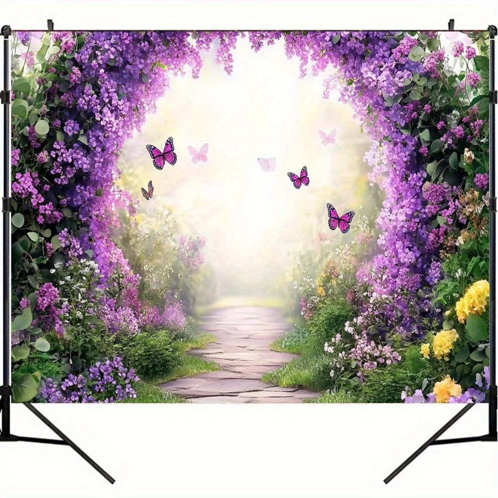 2D 1 Piece of Spring-themed Garden Backdrop Fabric Polyester Banner Suitable for Weddings Anniversaries and Festivals
