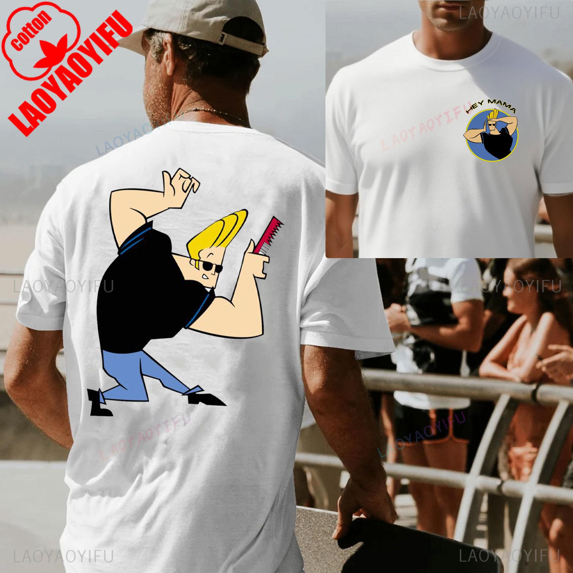 

Джонни Браво Эй Мама Cartoon Network 90-е Ретро Унисекс Футболка для фанатов 90-х Смешные графические футболки Топы Летняя футболка Уличная одежда 4XL