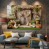 2D Rustic Easter Backdrop - Vintage Farmhouse Photography Background for Party
