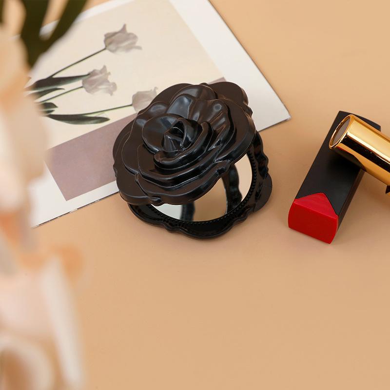 

Rose Flower Portable Flip Makeup Mirror: Compact Handheld Mini Mirror for Students