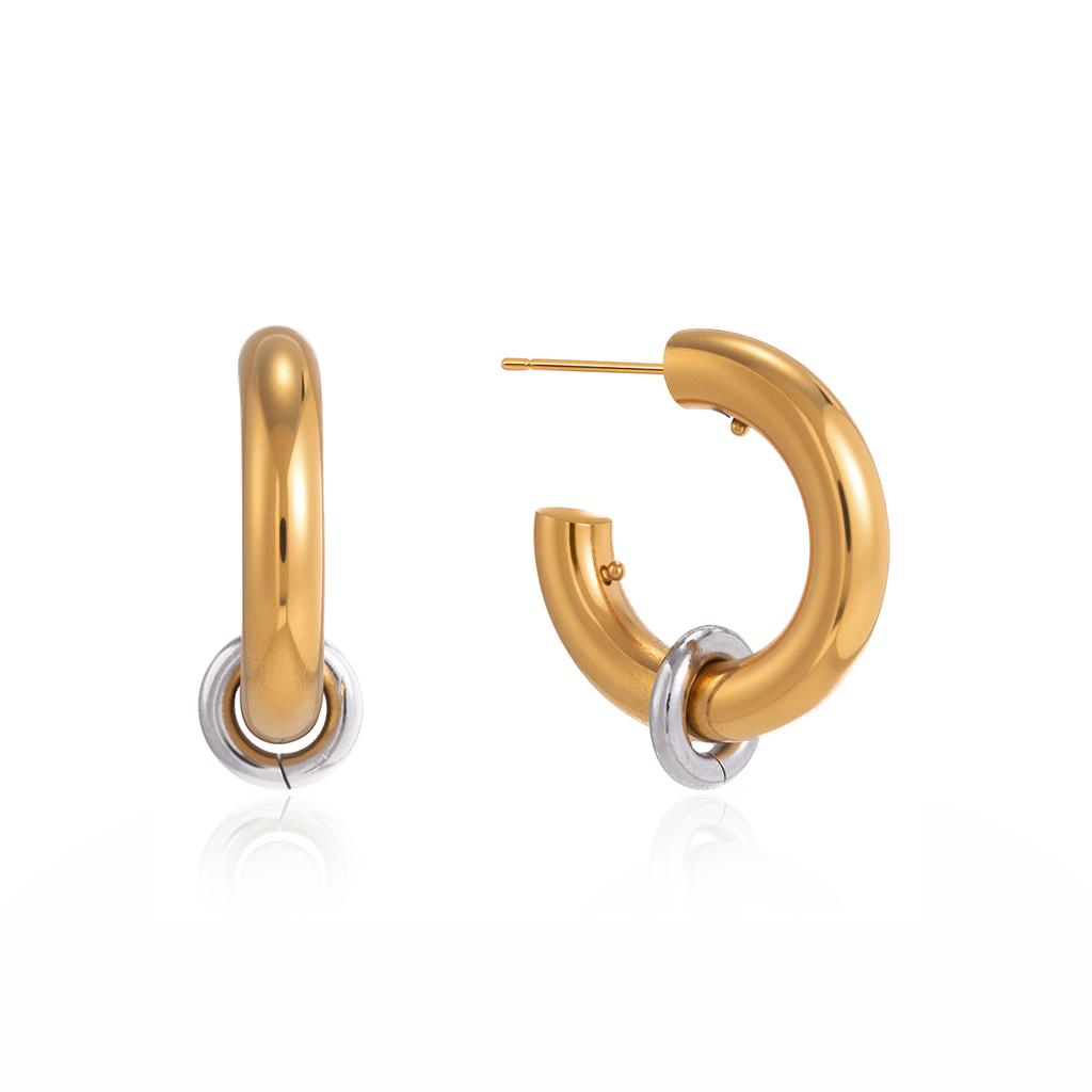  Statement Stainless Steel Geometric Simple C-shaped Earrings For Women Trendy Metal Texture 18 K Golden Accessories