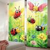 2Pcs Cartoon Insects Floral Printed Curtains, Designed For Light Filtering, Durable Material, Perfect For Kids' Room Daily Windo