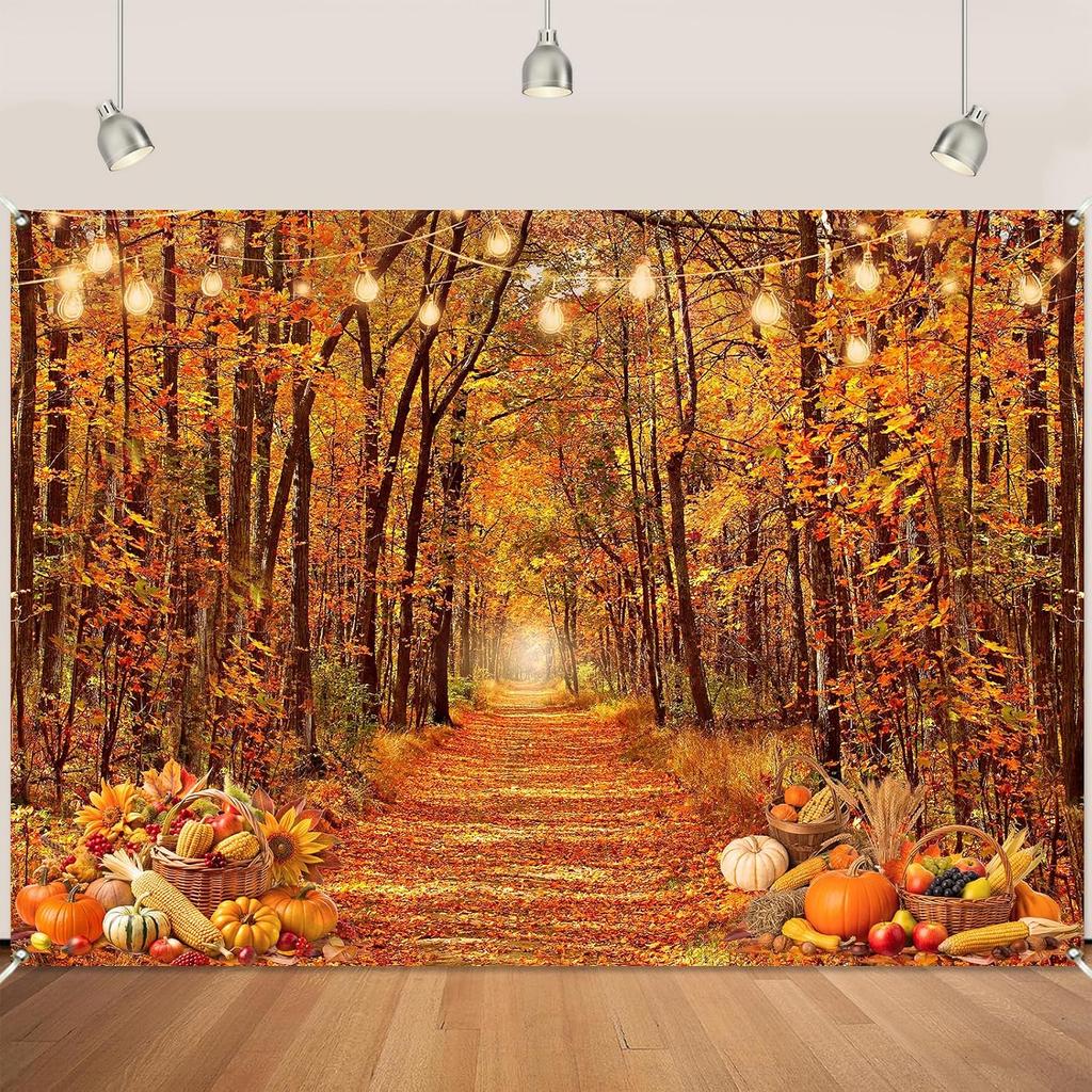 7x5Ft Fall Backdrops for Photography Autumn Thanksgiving Fall Banner