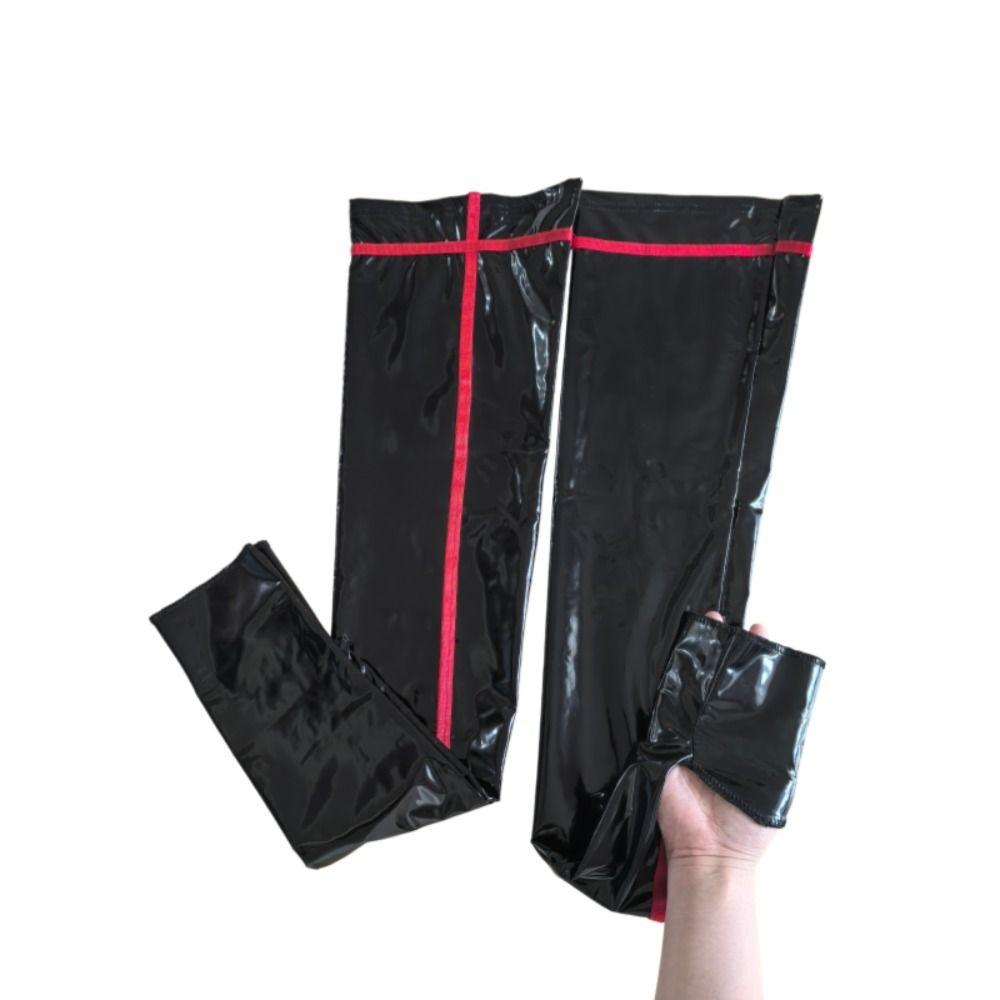 Gothic Faux Leather Stockings Shiny Smooth Long Socks New Open Toe Hosiery Stage Performance