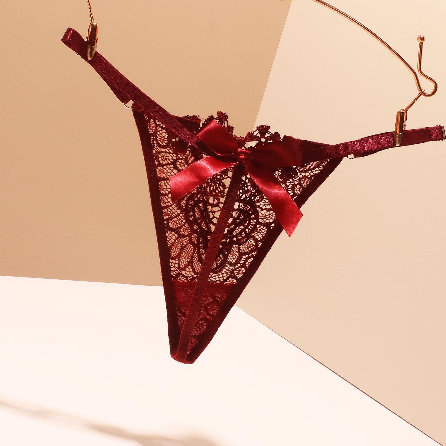 

Женские сексуальные бесшовные стринги с низкой посадкой и бантиком - Регулируемые, Дышащие, Однотонные One Size вино красного