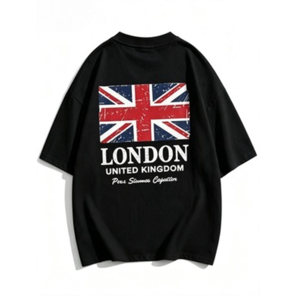 2026 Unisexs London Union Jack Print Tshirt Summer Casual Shortsleeve Tshirt