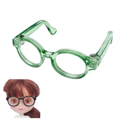DOYOUCOTO Glasses Plush Doll, Chibi Plush, Oshikatsu, Round Glasses, Mini Doll Parts, Small Plush Toy, Pet Figure, Handmade Material (Clear Green,