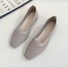 WTEMPO Soft Sole Single Shoes Women's Spring and Summer Square Toe Mesh Low Square Heel Solid Color Knitted Hollow Breathable Non-slip Woven Shoes