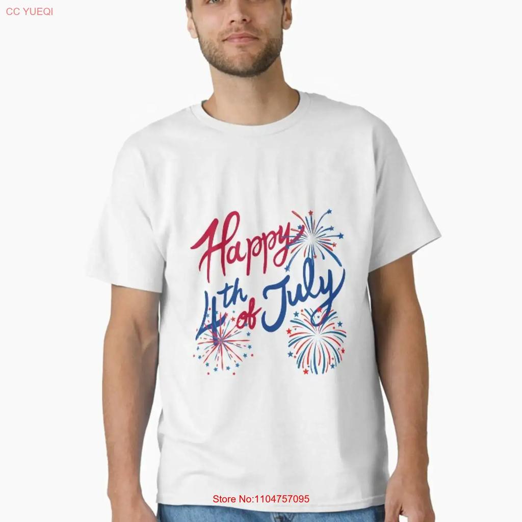 Happy 4th Of July Classic T Shirt Vintage Stylish Slightly Graphic Designer Clothes Stretched Versatile Homme Streetwear