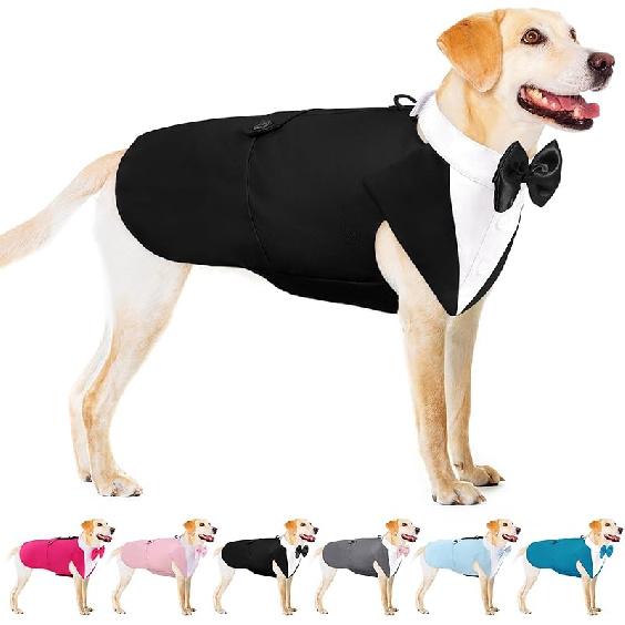 AOFITEE Dog Tuxedo Formal Dog Suit and Bandana Set, Gentle Dogs Wedding Party Suit Bow Tie Shirt, Tuxedo for Small Dogs Costume Outfit with