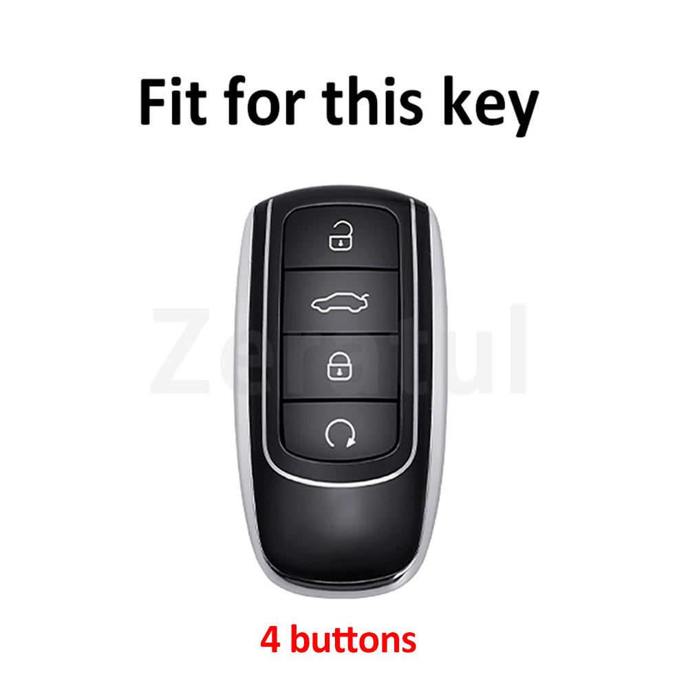 Gun Grey Tpu Auto Shell Fob Accessories For Chery Tiggo 8Plus New 5 Plus 7Pro Omoda 5 Tiggo 8 Pro Car Key Case Cover Keychain