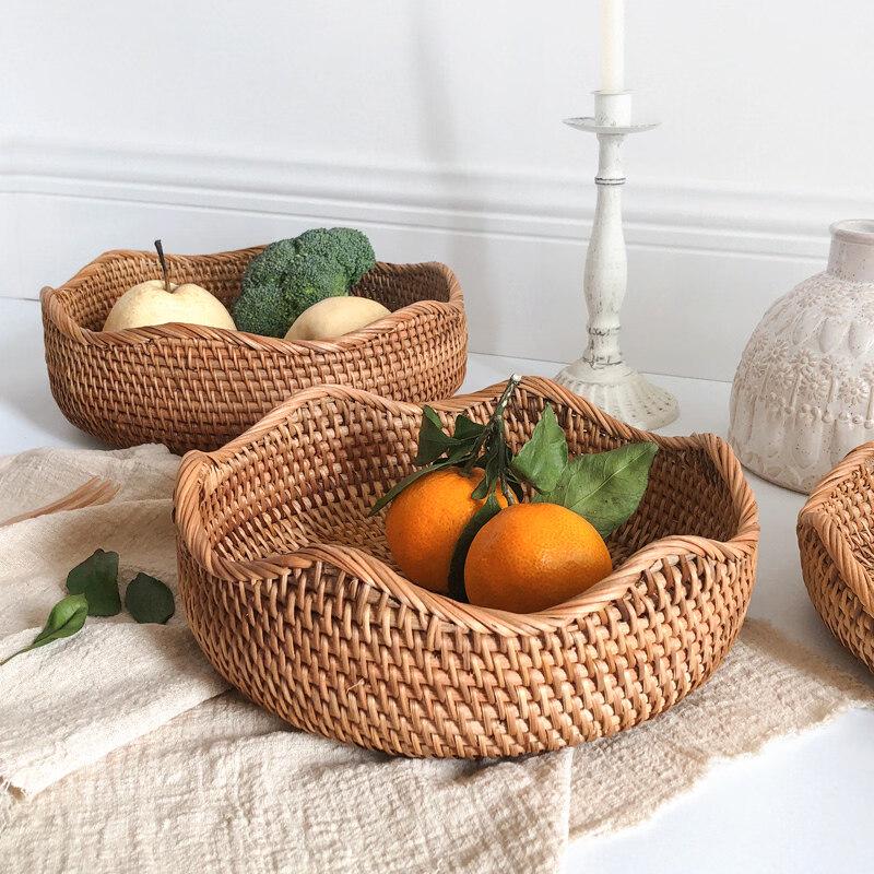 Hand-Woven Rattan Fruit & Bread Basket