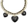 CHANEL Double C Fashion Love Double C Metal and Lambskin Necklace Women's Black