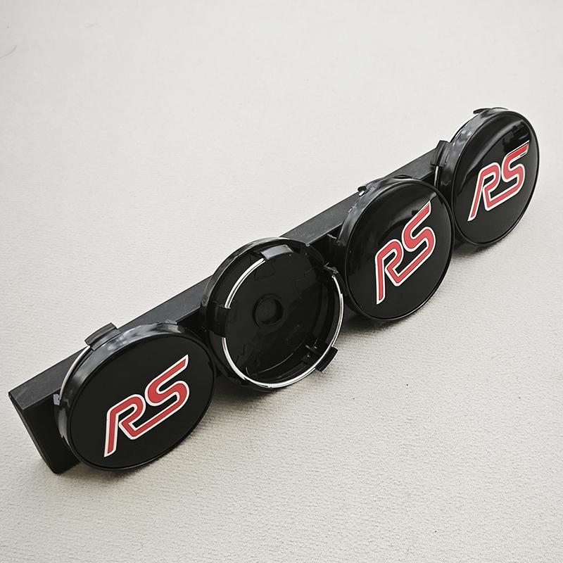 60mm 4 Stück Auto Radnabenkappen Felgenabdeckung Emblem für Ford RS Focus Mustang F-150 Fusion Taurus Mondeo Zubehör black