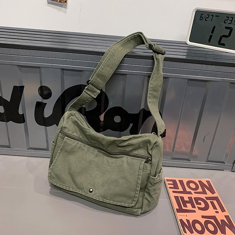 

Unisex 2026 Canvas Crossbody Messenger Bag - Versatile, Large Capacity for Students зелений