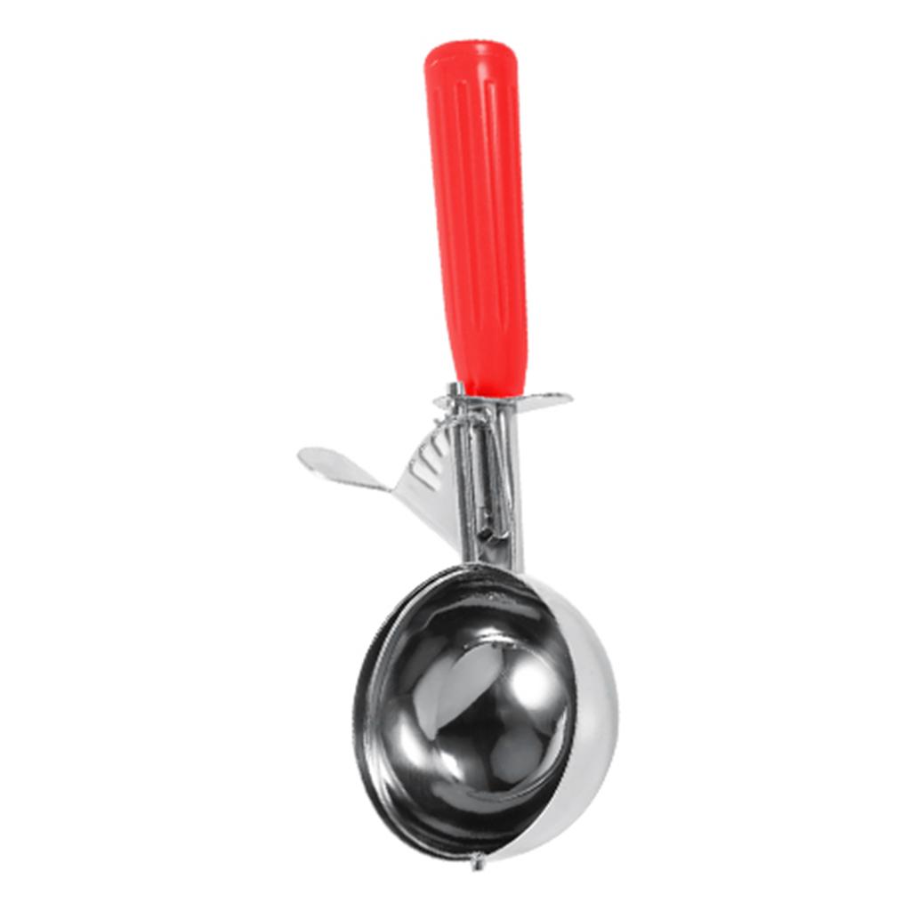Practical Stainless Steel Fruit Ice Cream Scoop Spoon with Plastic Handle Kitchen Tool (5.2cm)