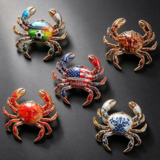 Süße Krabben Brosche für Damen Herren Vintage Krabbe Emaille Anstecknadel Meeres Tier Brosche für Jacken Hüte Schals Taschen