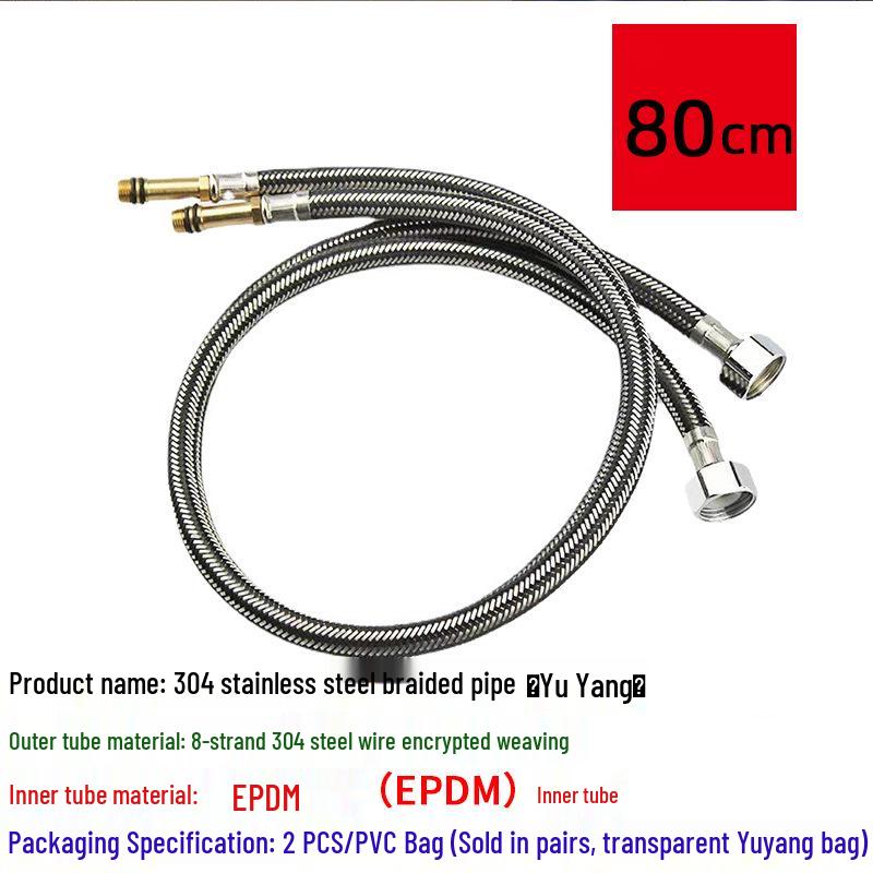 304 Stainless Steel Braided Metal Hose - Pointed End Kitchen Sink Faucet Inlet Pipe for Cold/Hot Water