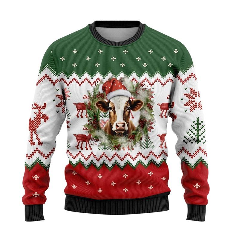 Cute Animal Ugly Christmas Sweater For Men Women Clothes Funny Skull Design Graphic Sweatshirts Casual Crewneck Tops