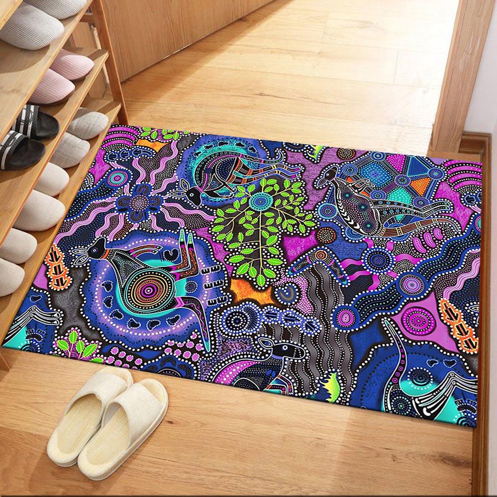 Tappetini da Pavimento con Animali dell'Arte Aborigena per Soggiorno, Camera da Letto e Decorazione della Stanza Sono Adatti per Regali.