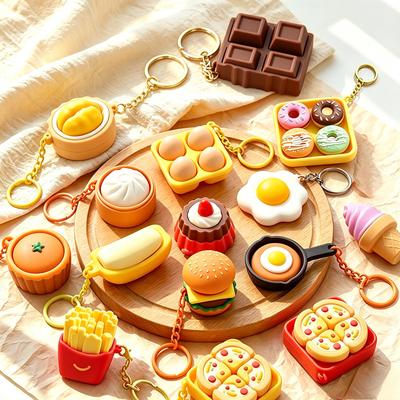 3D-gedruckter Klicker Käse Schokolade Brot Lebensmittel Schlüsselanhänger Zubehör Tasche Anhänger Rucksack Schlüsselanhänger Anti-Stress Fidget Geschenk Spielzeug