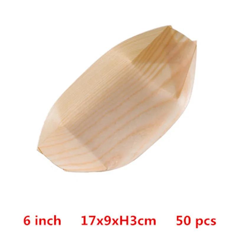 50 100pcs Natural bamboo Disposable Kayak sushi Wood Boat Salad Dessert Pine cake Boat Snack Bowl mat sushi plate tray onigiri