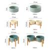 Big Dogs Bowl Double Ceramic Elevated Pet Food Water Bowl Small Medium Large Dog Feeding Supplies with Wooden Stand