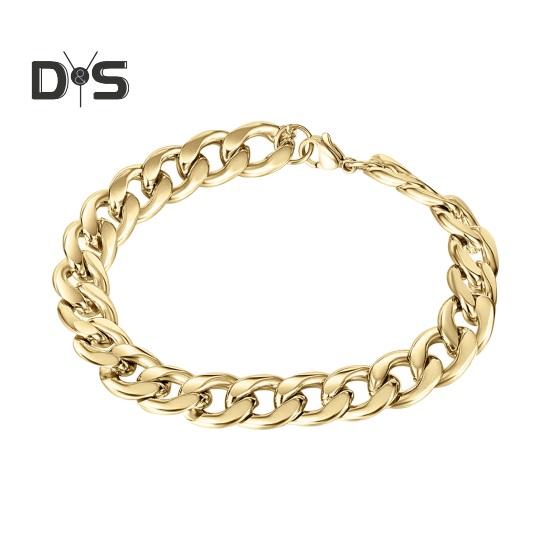 

Браслет унисекс из титановой стали с ажурной цепочкой, однотонный, прочная конструкция, блестящий, панк, хип-хоп, полированный, подарок на день рождения, ювелирные изделия золотистый