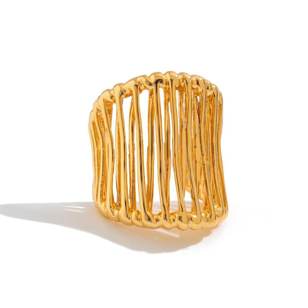 European & American Stacked Style Irregular Alloy Rings: Intersecting Line Hollow Open Ring Set