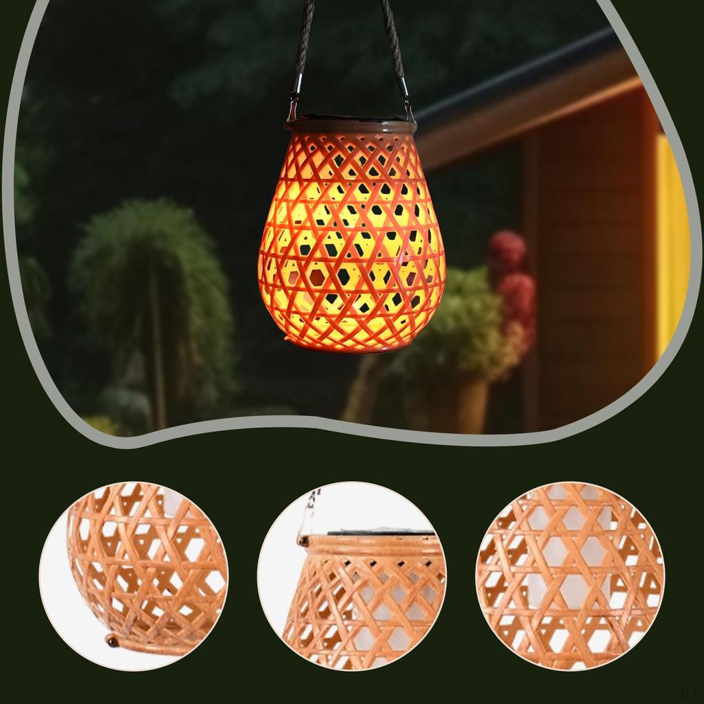 Solar Light Handwoven Hanging Lantern Outdoor for Landscape Fence Lawn