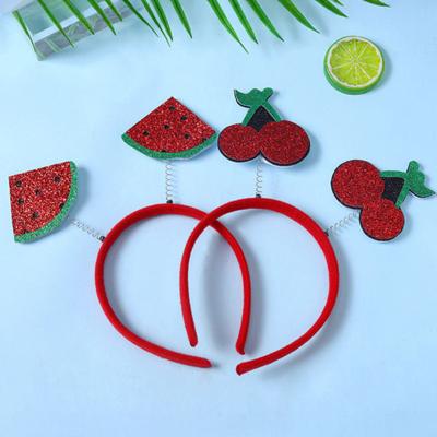 Yousheng 4Pcs Fruit Decor Headbands Cartoon Watermelon Cherry Strawberry Headpiece Spring Design Hair Hoop Headdress