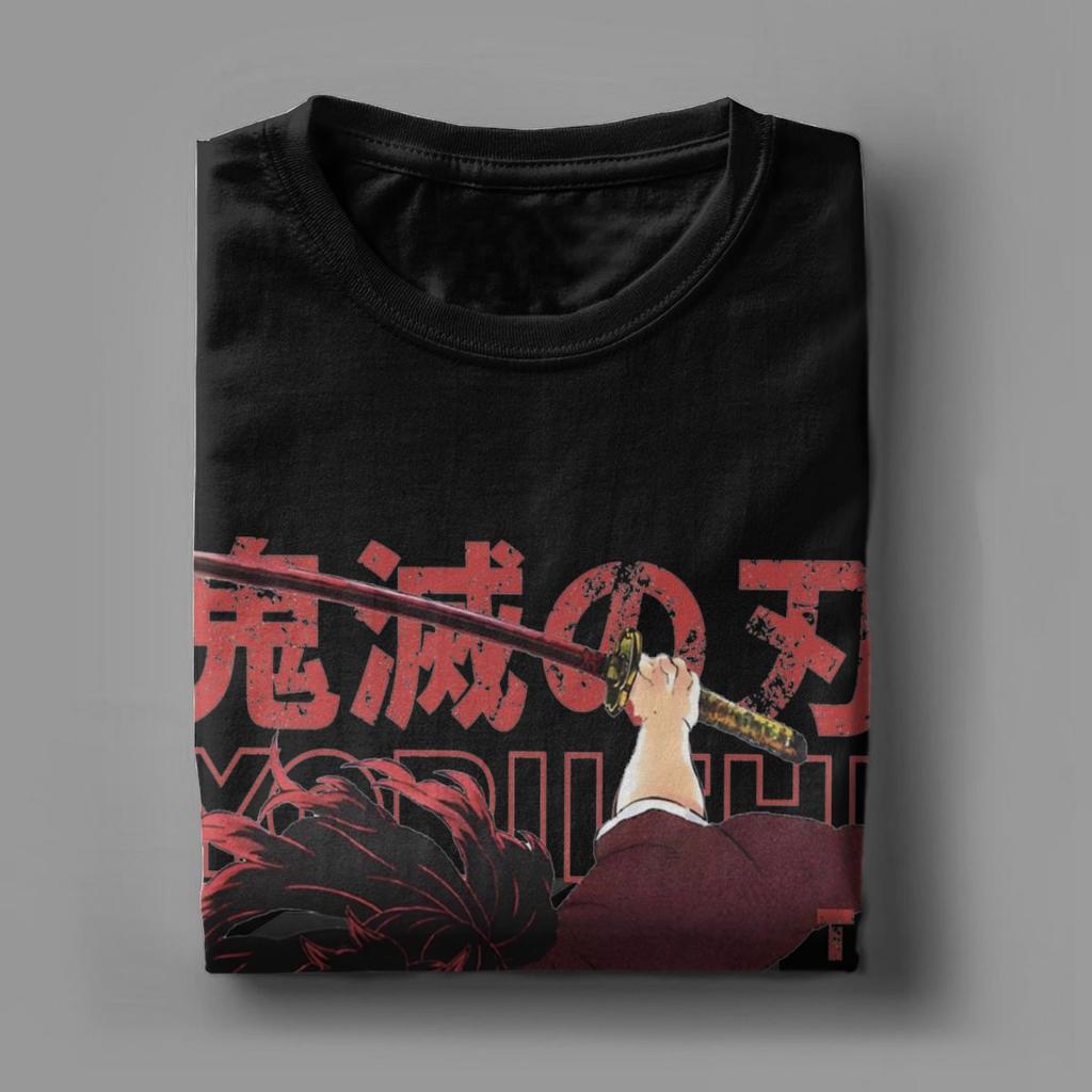 Yoriichi Tsugikuni ed Slayered T Shirt Men's Pure Cotton T-Shirts Round Neck Tee Shirt Short Sleeve Clothing Classic